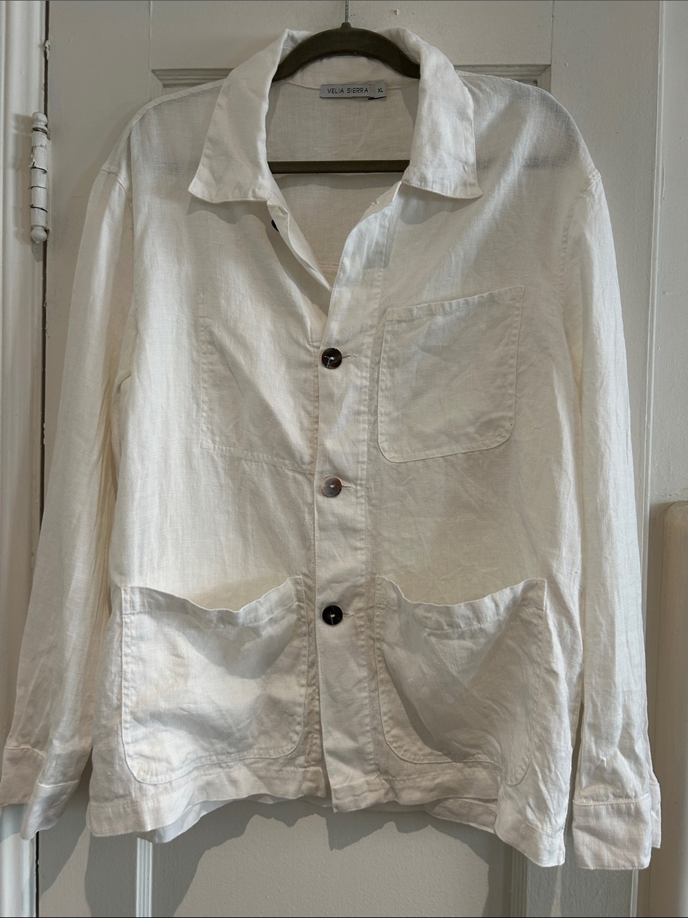 Men’s Velia Sierra White Linen Button-Up Shirt